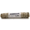 A bundled blue sage smudge stick wrapped in natural twine with an aw artisan smudges label on a white paper band