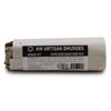 A 10cm smudge stick of white sage and black sage rolled and wrapped in paper with aw artisan smudges label
