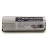 A rolled smudge stick of white sage and cedar wrapped in white paper with black text for purifying properties and negative energy