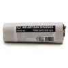 A rolled smudge stick of dried yerba santa sage wrapped in white paper with black labeling, about 10cm long