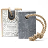 Gray rectangular agnes cat windermere fragranced coconut butter soap on a rope with natural twine loop for hanging