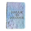 Soft book dream journal with 80 pages in pastel blue and lavender faux fur with dream decoder and eye embroidery