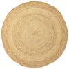 Soft jute circular rug in natural beige with concentric circles available in three sizes for versatile use