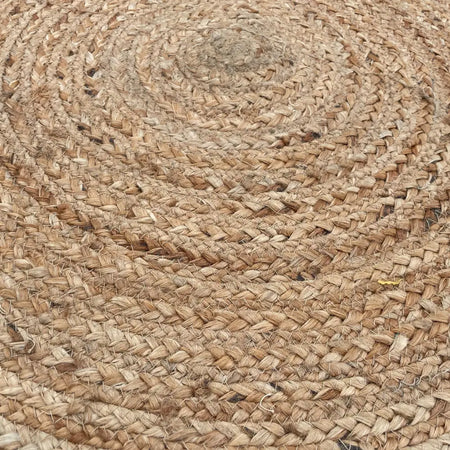 Natural beige soft jute circular rug with tightly woven pattern available in three sizes for versatile use