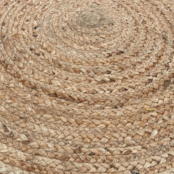 Natural beige soft jute circular rug with tightly woven pattern available in three sizes for versatile use