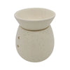 Cream-colored speckled ceramic spa collection stoneware oil burner with rounded bowl and small side ventilation holes