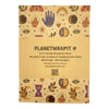 Beige recycled kraft wrapping paper with purple orange and brown crystals eyes moons and hand symbols pattern