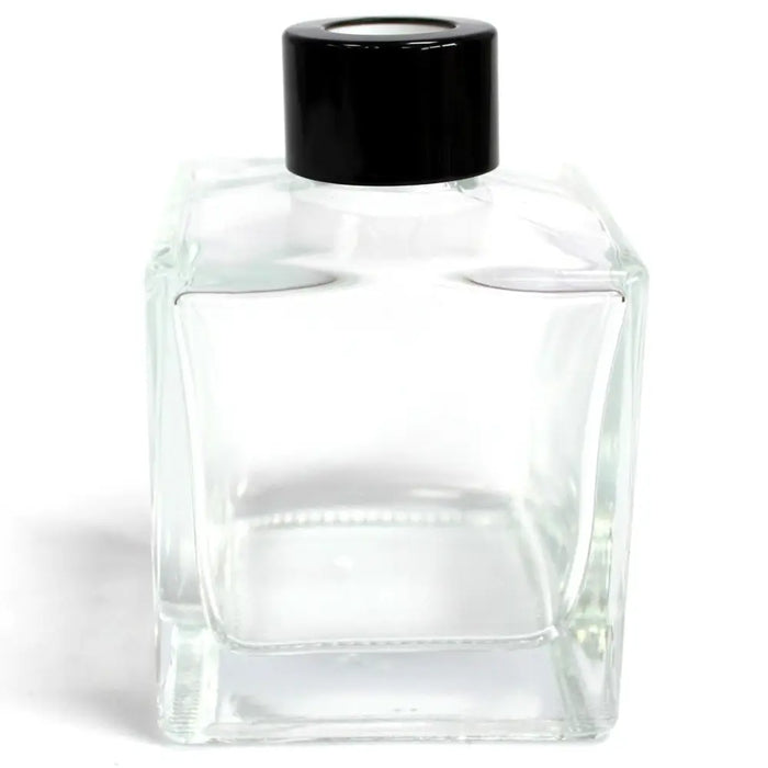 Clear glass square diffuser bottle with black cap for 200ml reed diffuser sticks and bamboo reed diffuser use