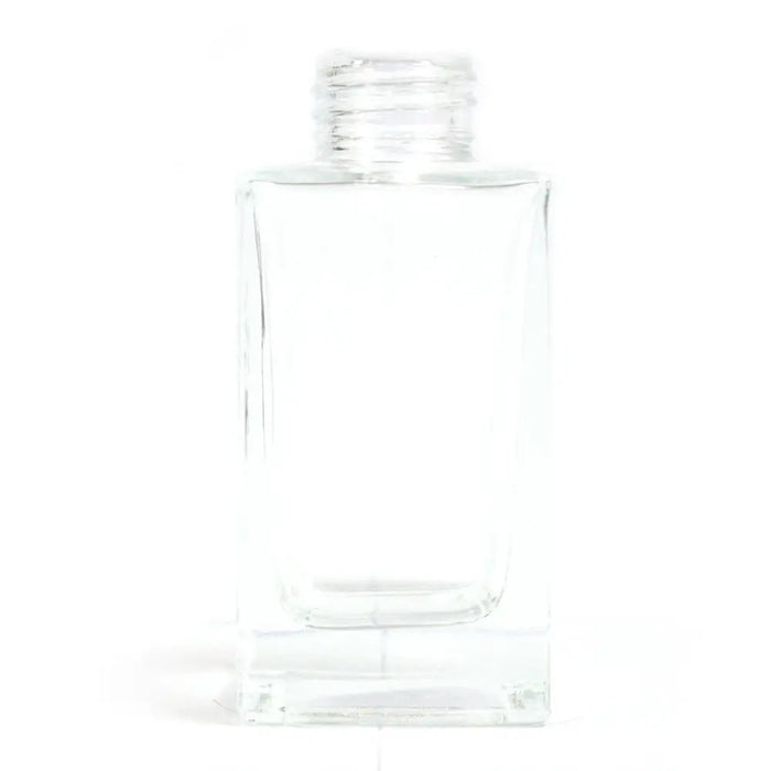 Clear glass square reed diffuser bottle with threaded neck made for 100ml bamboo reed diffuser use