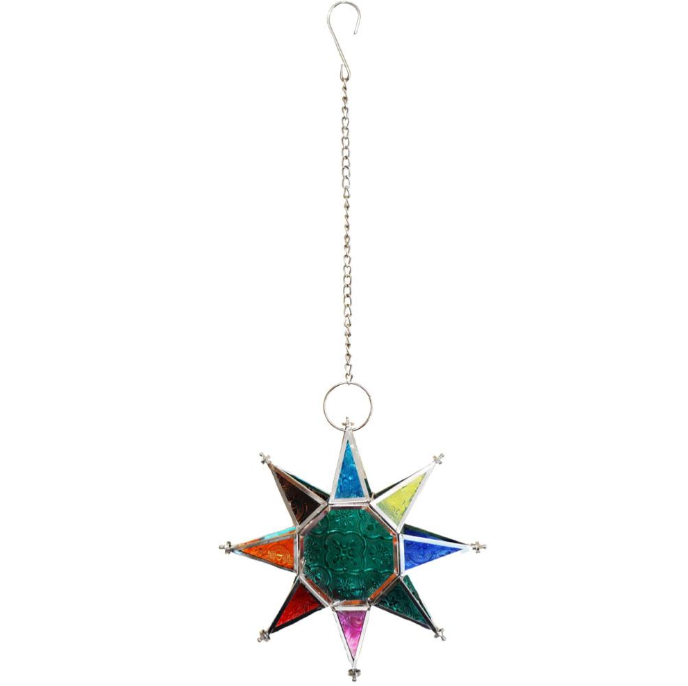 Multi-Coloured Star Tealight Lantern