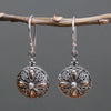 Sterling silver and 18ct yellow gold classic round dangle earrings with silver and copper floral filigree design