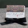 Sterling silver and 18ct yellow gold hamsa earrings in a bali handmade gift box with black ribbon bow