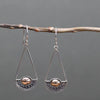 Silver drop earrings with triangular sterling silver filigree and 18ct yellow gold oval detail from luna balance
