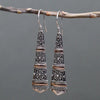 Silver and rose gold toned sterling silver and 18ct yellow gold earrings with filigree patterns and beaded detailing