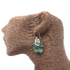 Sterling silver hook earrings with oval abalone shell pendants in green blue and purple swirl design