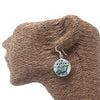 Sterling silver earrings with a classic disc design featuring a circular abalone shell pendant in green and blue tones