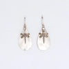 Sterling silver dragonfly pendant earrings with teardrop mother of pearl accents in a simple setting