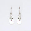 Sterling silver teardrop earrings with mother of pearl centers wirework and three dangling heart charms