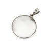 Sterling silver mother of pearl pendant with light stone inset and polished circular frame in tree of life design