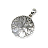 Sterling silver tree of life pendant with mother of pearl inlay and polished metal bail 20mm size