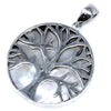 Sterling silver tree of life pendant with intricate cut out branches and mother of pearl inlay in 30mm size