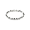 A sterling silver stackable ring with a delicate beaded design featuring small evenly spaced silver beads