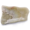 A smooth pale greenish-white honey onyx soap dish with natural veining and subtle pinkish-brown patches