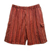 Rust-colored striped cotton shorts with elastic waistband and textured fabric from stonewashed cotton shorts collection