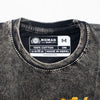 Black stonewashed cotton t-shirt in charcoal with a white nomad sari label made in nepal medium size