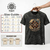 Charcoal stonewashed cotton t-shirt with gold and brown compass design and compass of life text on front in xl size