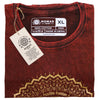 A maroon stonewashed cotton t-shirt by nomad sari with a gold geometric mandala design on the front in xl size