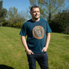 Dark teal stonewashed cotton t-shirt with moon phases and eye design from stay wild moon child collection xl