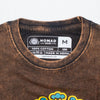 Brown stonewashed cotton t-shirt with faded vintage look and nomad sari black tag size medium sun and zodiac design