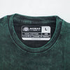 Dark green stonewashed cotton t-shirt with faded texture and black ribbed crew neck in large size
