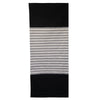 Black and gray striped woven indian cotton rug with solid black borders and soft cotton texture