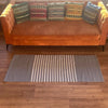 Gray and white striped rectangular cotton rug made from indian cotton for living room or hallway use