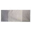Gray and white striped indian cotton rug with central vertical lines and solid gray sides cotton rug design