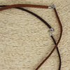 Brown suede leather cord necklace with sterling silver magnetic clasp and toggle closure