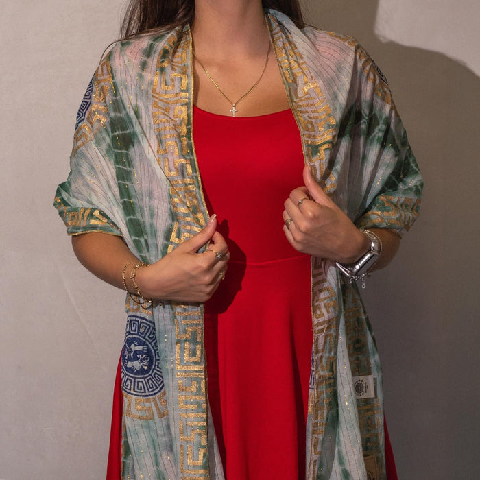 Foulard d'été - Marbella, vert et or