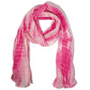A soft flowing pink and white tie-dye summer scarf with subtle vertical stripes in perfect pink tones