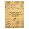 Brown recycled kraft wrapping paper with black line-art hearts and sunburst patterns for gift wrap use