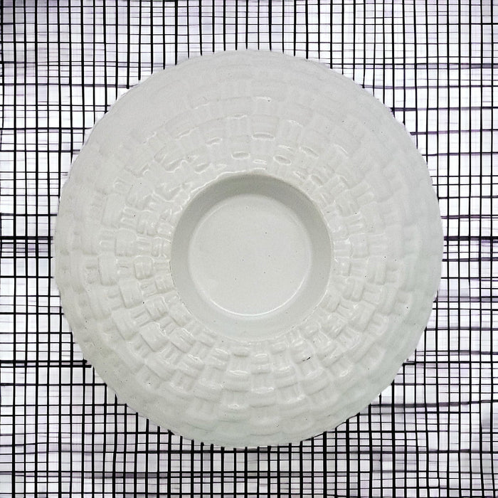 White Ceramic Tealight Holder - Weave Design