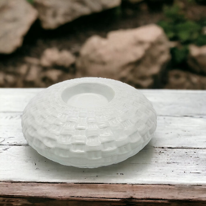 White Ceramic Tealight Holder - Weave Design