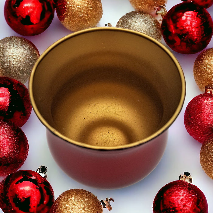 Metallic Red Glass Tealight Holder with Gold Interior