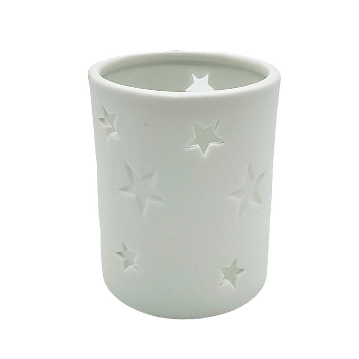 White Porcelain Tealight / Votive Holders - Star Design - Choice of Two Sizes