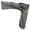 Gray cotton thai fisherman pants with subtle textured weave and contrasting patterned inner mandala lining