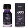The Window, Milford Haven Aquarius zodiac fragrance oil in a purple bottle with matching box featuring star motifs.
