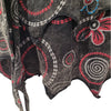 The Window, Milford Haven black cotton hooded top with red and white circle print and layered pixie style hem