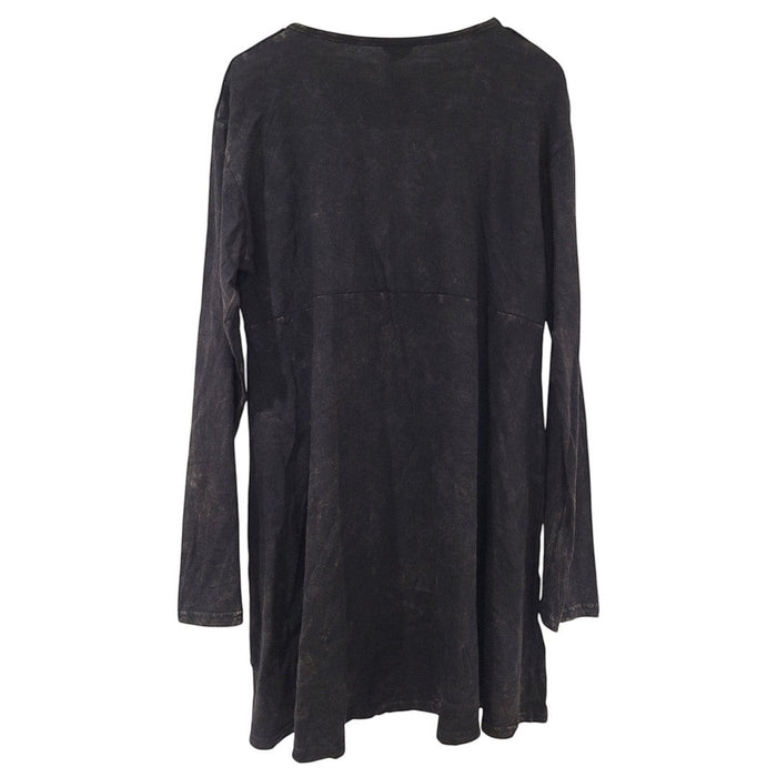 The Window, Milford Haven long sleeve black cotton tunic dress with relaxed fit, back view.