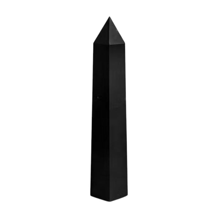 The Window, Milford Haven black tourmaline six-face obelisk point with a polished finish for home decor.